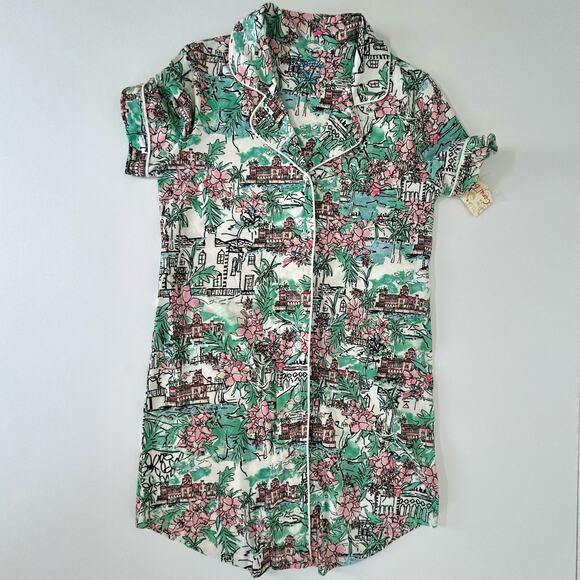 Coral Bay Tropical Nightgown Pajamas Small Womens NWT Button Front Intimate Knit - Picture 4 of 11